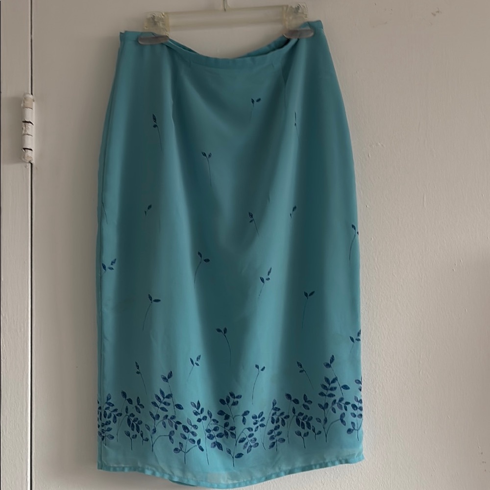 Blue Floral Midi Skirt
